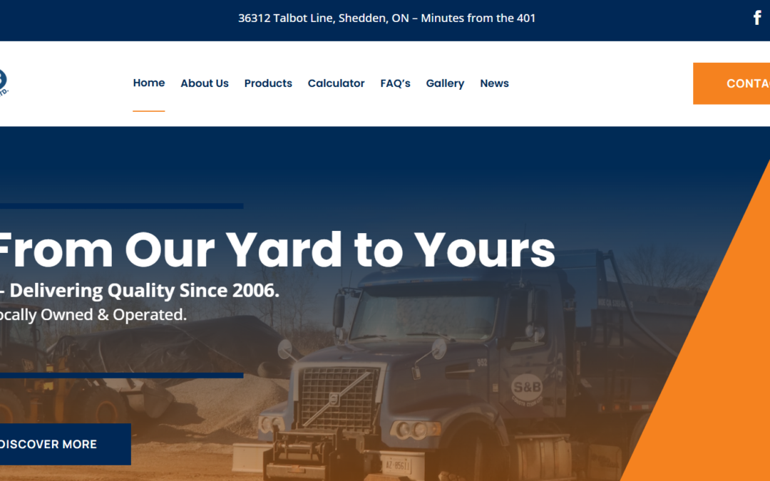 S&B Construction Website Home Page
